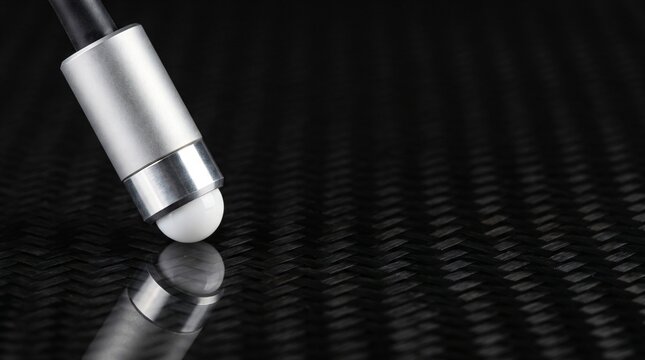 Composite honeycomb tap testing acoustic sensor on aircraft panel for aerospace structural non destructive evaluation delamination detection commercial presentation background banner mockup