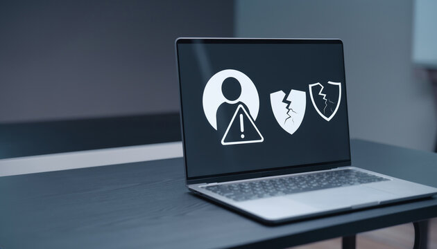 Account Takeover and Compromised Identity Security Concept on Laptop
