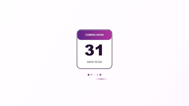 Animated countdown timer graphic with coming soon text