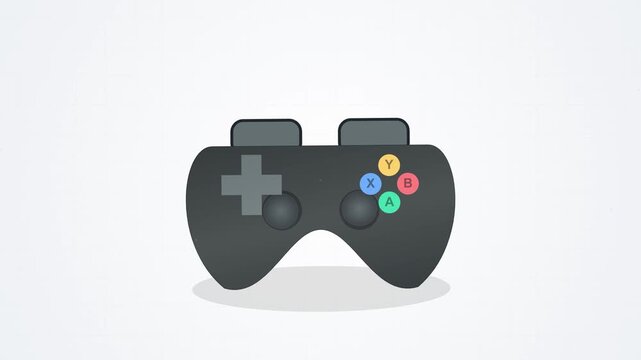 Flat Vector Animation of a Classic Game Controller on Light Background.