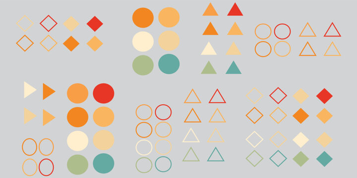 Modern Memphis Style Circles Squares Triangles Background