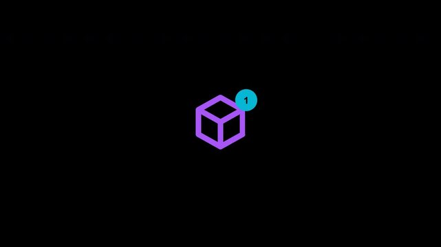 E-commerce shopping cart icon with notification counter on black