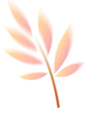 Elegant Peach Pink Botanical Leaf Branch Illustration with Soft Pastel Gradient