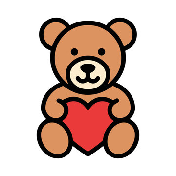 Cute Bear Toy Holding a Heart in Warm and Playful Design