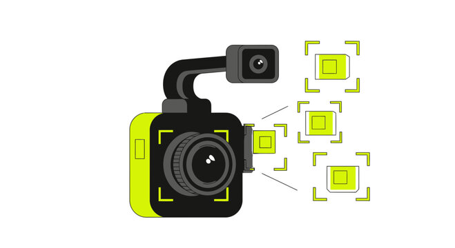 AI Smart Camera with Object Recognition and Computer Vision Tracking Technology Vector Illustration