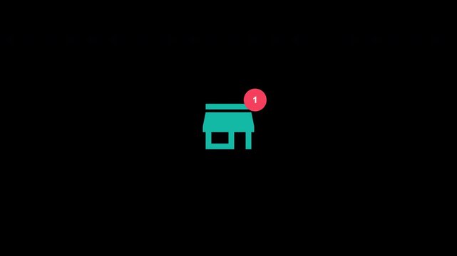 E commerce store icons with notifications on black background