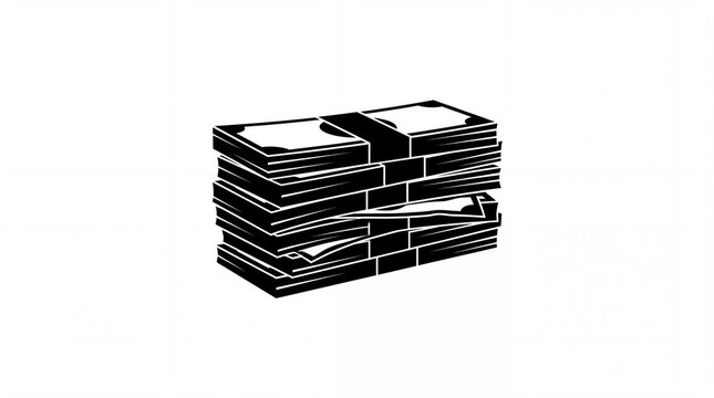 Minimalist stack of paper currency banknotes isolated
