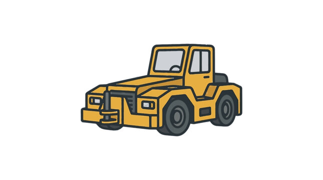 Airport pushback tug flat vector illustration on white background