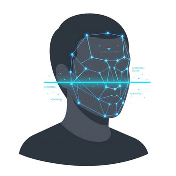 Isolated Faceless Person Undergoing Biometric Facial Recognition Identity Verification Concept Flat Vector