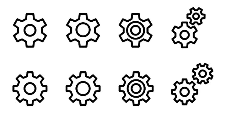 Settings/Gear Vector Line Art Icon Set