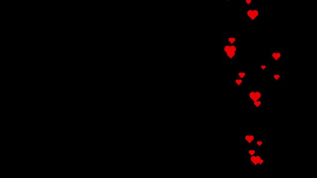 Red heart icons floating on a black background, featuring multiple glowing-style heart shapes in different sizes with a clean minimalist design. Suitable for love, romance,