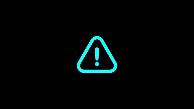 Cyan warning alert icon rapidly emerges beyond the border within one second, then continuously pulses with a rhythmic heartbeat animation.