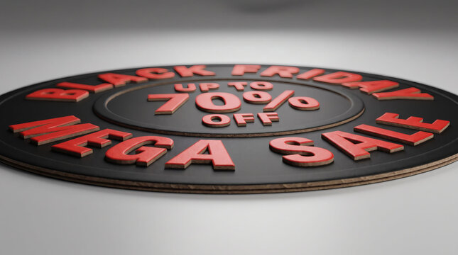 Black friday mega sale sign with seventy percent discount offer