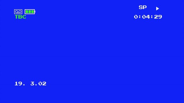  VHS camcorder interface overlay, Retro Camcorder Recording Screen Overlay featuring VHS Distortion Scanlines and Security Monitoring HUD 4k video
