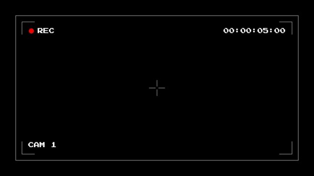 Video camera recorder screen overlay, Retro Pixelated CCTV Surveillance Monitor Overlay with Timecode and Record Symbol 4k video