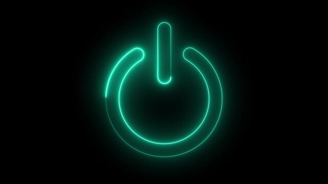 Power batton icon animation on black background. Animated of power baton on off concept 4k motion video animation.
