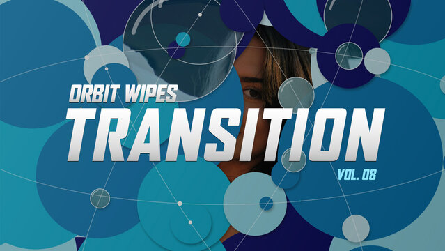 Orbit Wipes Transitions / Blue and Cyan Disc Wipes with Dotted Orbits for Tech Explainers and Social Media / Horizontal / Part 08