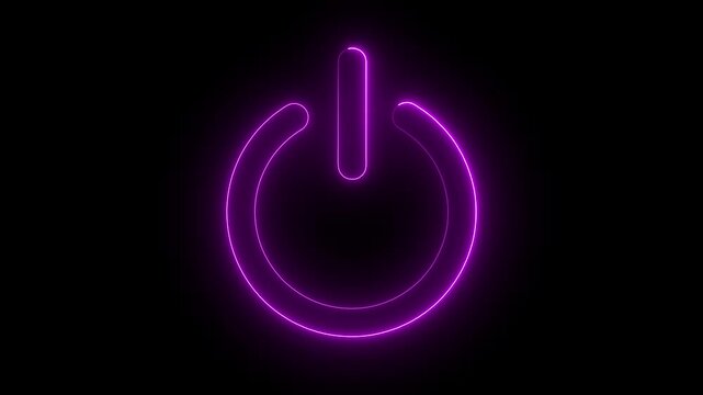 Power batton icon animation on black background. Animated of power baton on off concept 4k motion video animation.