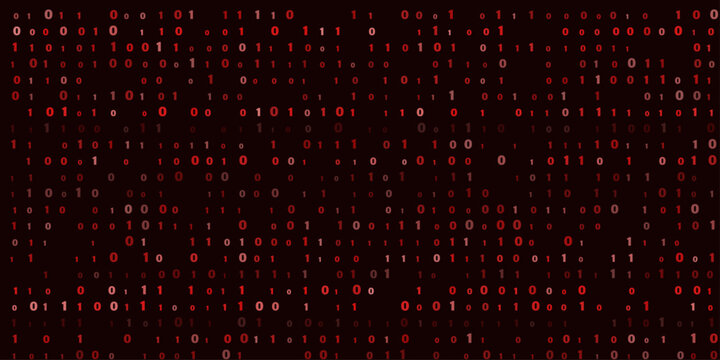 Digital binary code background, featuring a pattern, of red and, white ones and, zeros arranged in, a grid, creating, a data stream, texture technology, programming, and software development