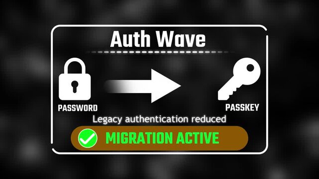 auth wave Authentication Concept: Password to Passkey Migration 4k video animation 