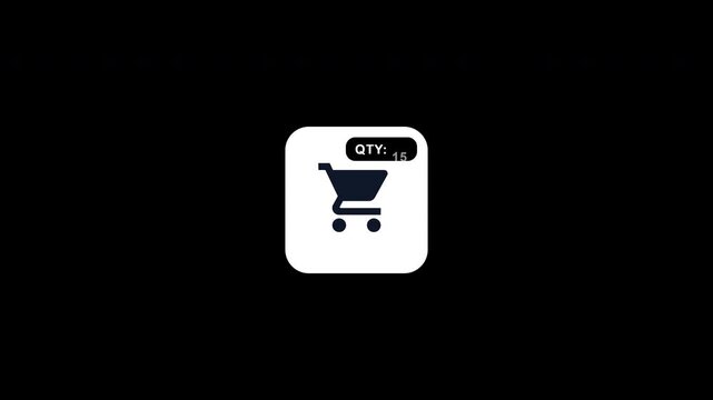 Shopping cart quantity icons appearing on black background