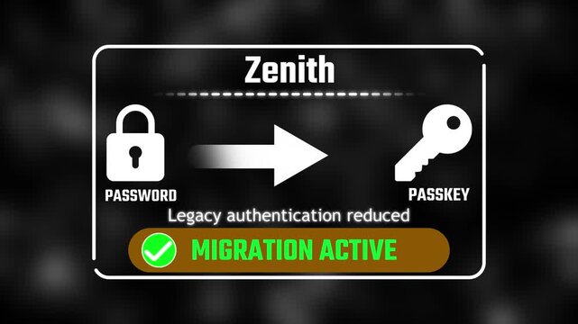 zenith nexus Authentication Concept: Password to Passkey Migration 4k video animation 