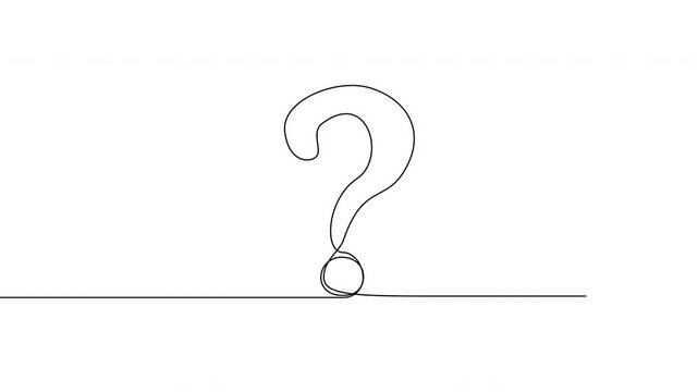Animated question mark continuous line illustration. Minimal symbol for questions, doubt and uncertainty 4K video