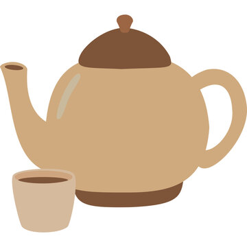 teapot and cup​ flat​ vector​ icon​