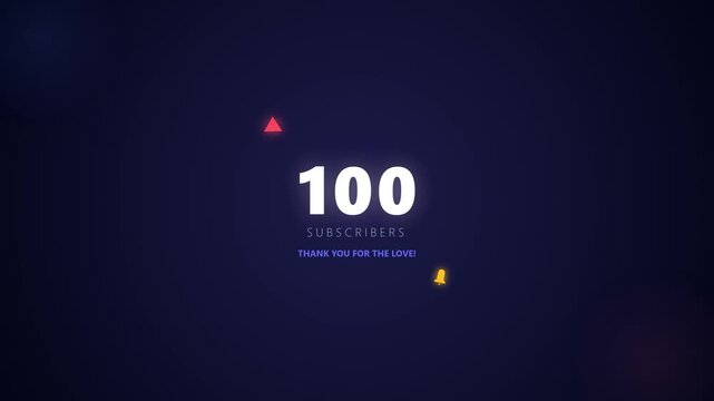Digital milestone celebration animation featuring one hundred subscribers