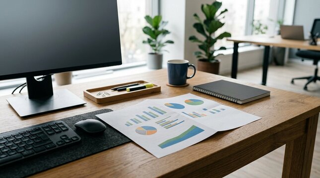 Folded gap analysis chart on analytics desk, performance gap assessment and business strategy