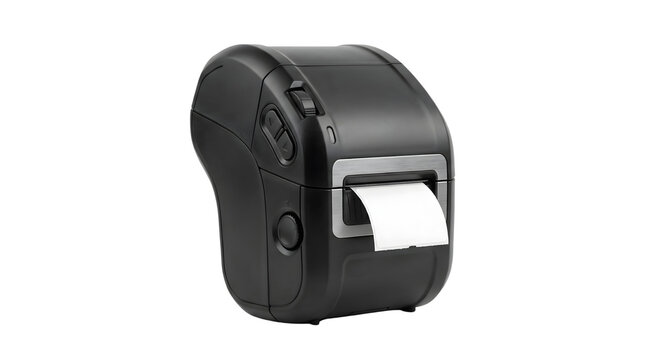 Compact sleek thermal printer with rolled paper output, showcasing modern technology precision, ideal for receipts, labels, and small business operations