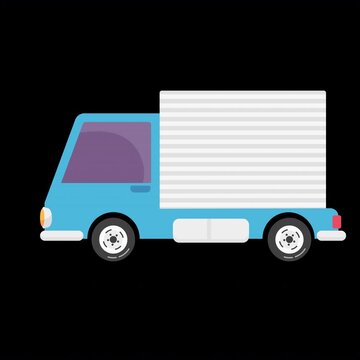 box car moving animation loop video 4k transparent background use for cartoon animation, motion graphic asset element compatible alpha channel 
