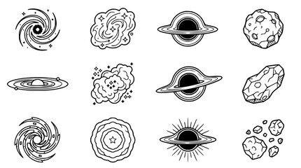 Cosmic Icons: Black Holes, Galaxies, Nebulae, Asteroids © Senja