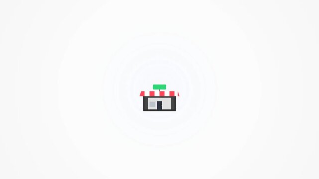 Minimalist flat design shop icon animation loop