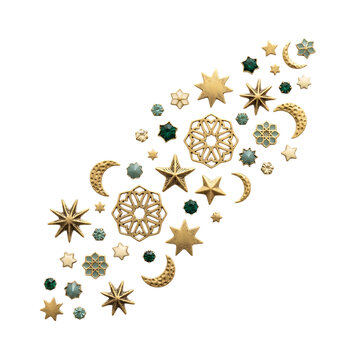 Islamic Gold and Green Geometric Ramadan Star Arabesque Ornament