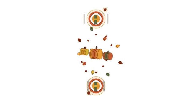 Abstract motion graphics depicting falling autumn leaves and coins during a festive season celebration