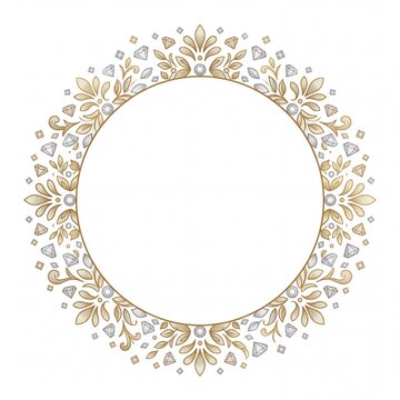 Elegant Gold and Silver Floral Circular Frame with Diamonds