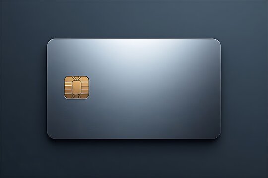 Silver Credit Card with Gold Chip on Clean Technology Background