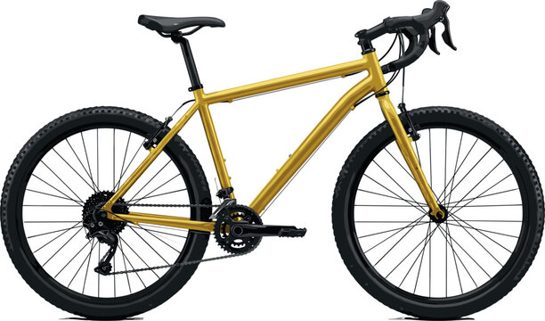 Yellow Gravel Bike Vector Illustration with Drop Bars and Knobby Tires for Cycling Portals, E-commerce Stores, and Outdoor Adventure Sports Designs