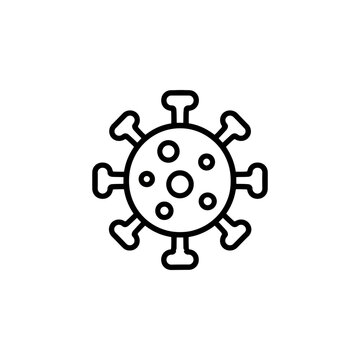Linear icon of a virus particle with surface proteins pathogen microbiology infection bacteria microorganism