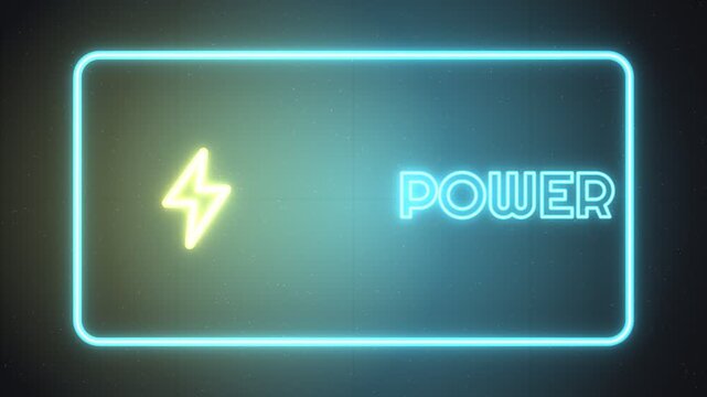 Neon Power Button With Lightning Bolt Symbol Animation Sequence