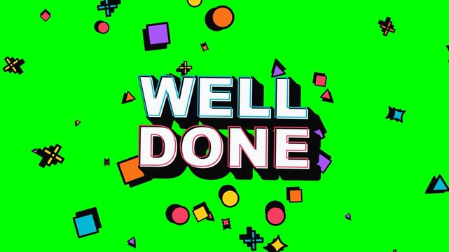 Well Done Celebration Confetti Animation Green Screen