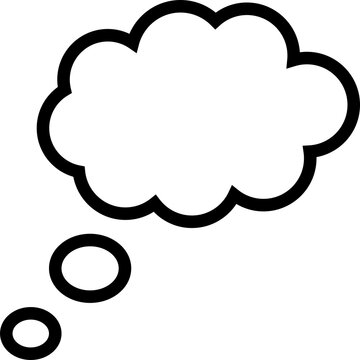 Thought Bubble Cloud Shape Hand Drawn Speech Balloon Icon for Conversation Isolated on Transparent Background