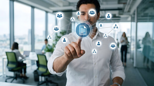 Professional interacting with digital document