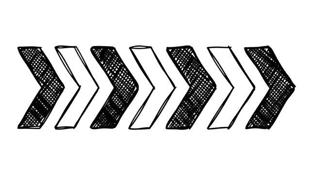 Hand drawn sketch arrow pattern isolated on transparent background