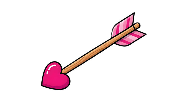 Valentines Day cupid arrow with pink heart tip isolated on transparent