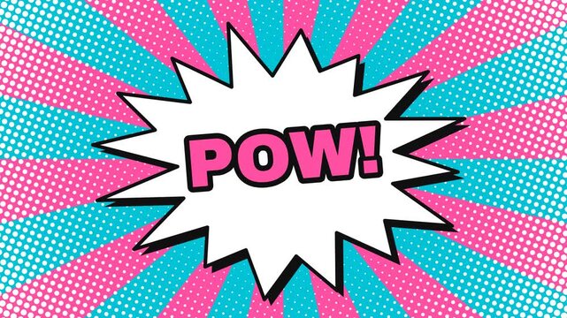 Comic book style explosion with POW text and empty speech bubble on a vibrant background