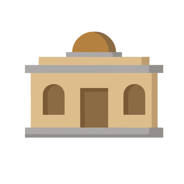 Flat design building with dome