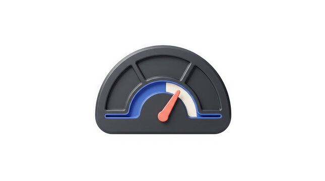 3D icon of performance gauge speedometer meter success concept