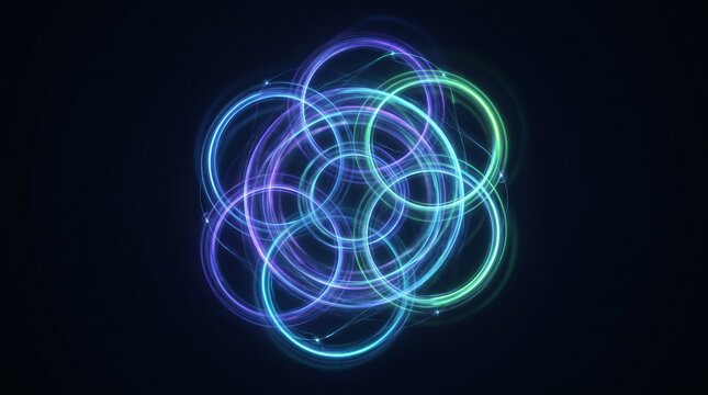 Top-down glowing holographic quantum rings in superposition with negative space